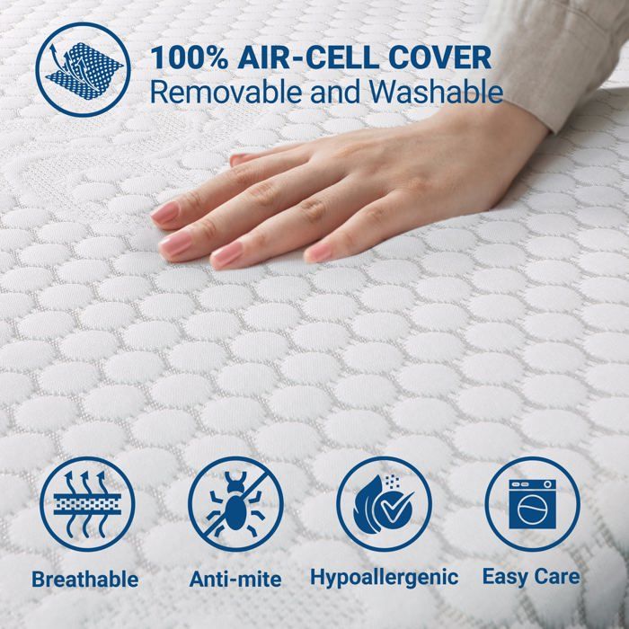 Surmatelas Dailydream | Mousse à mémoire de Forme | Édition Pure, modèle M | Certifié et Ergonomique pour Matelas inconfortables, sommiers tapissiers et Lits d'appoint | Antidérapant avec Picots