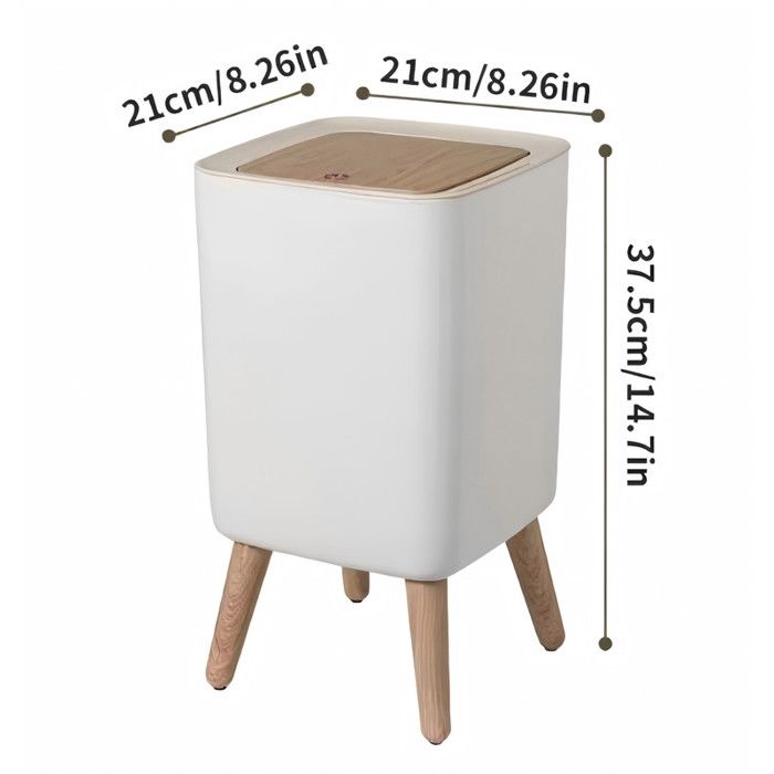 Poubelle En Bois Style Rétro Avec Couvercle Basculant - Pour Salle De Bain, Salon, Bureau - Multifonction, Portable