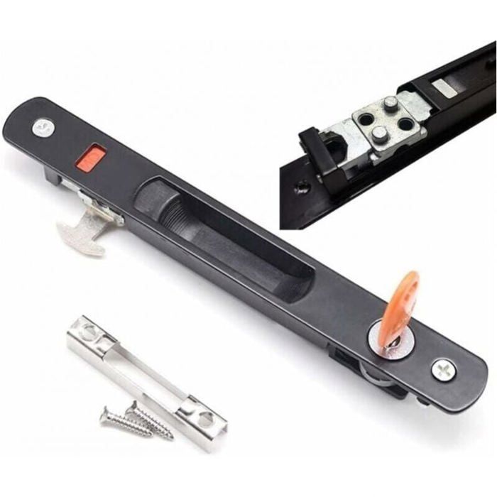 Lot de 4 poignées de porte coulissante en alliage d'aluminium noir pour portes de placard de cuisine et portes d'armoire, utilisation extérieure et intérieure