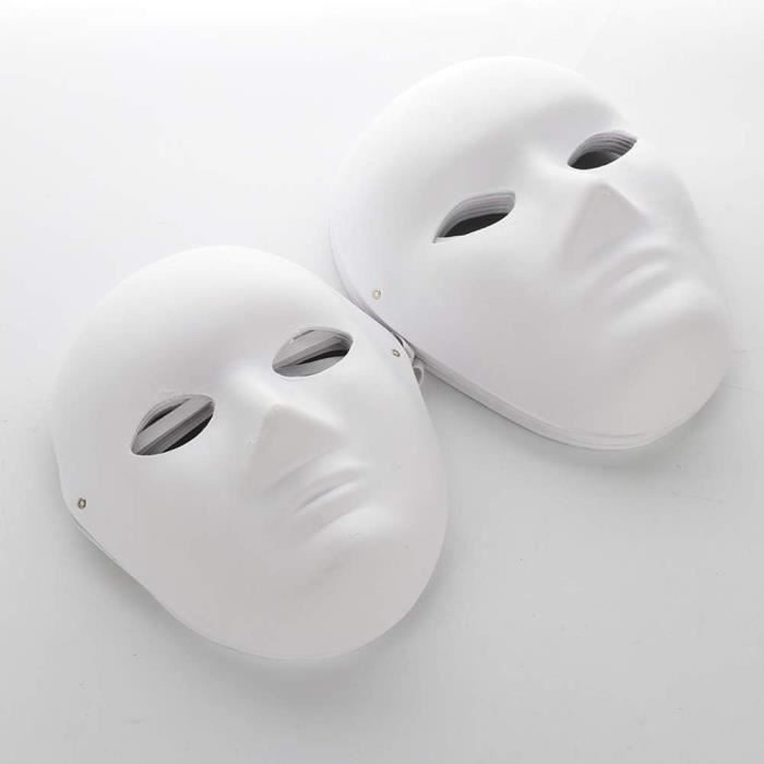 Lot De 12 Masques Blancs En Fibre De Papier - Pour Halloween - 6