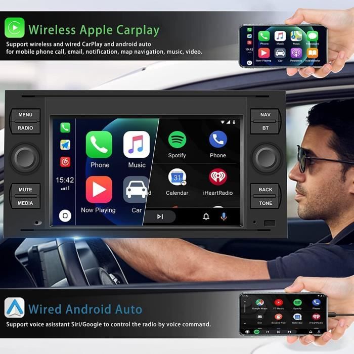 Carplay Autoradio Android 10.0 pour Ford Fiesta Focus Mondeo Galaxy S-Max,  Écran Tactile de 7 Pouces Poste Radio Voiture avec A441 - Cdiscount Auto