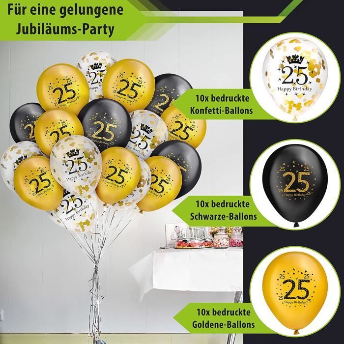 BELSVOR 50 Ballons Anniversaire – 25 Rose Or + 25 Confettis – Déco Fête, Mariage, Noël – Qualité Supérieure