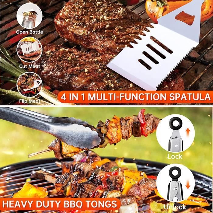 Outil de barbecue portable pliable 5 en 1, camping en plein air  multifonction portable, pinces à barbecue couteau pelle fourchette