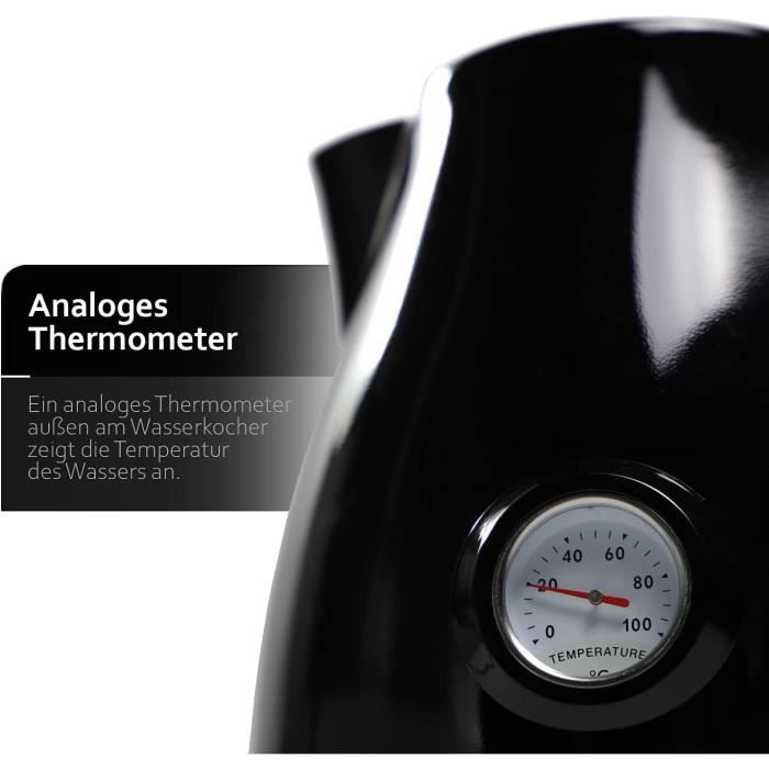 Bouilloire électrique rétro, en acier inoxydable 304, thermomètre à cadran,  2200W, 1,7 L (hazelquinn.com) –