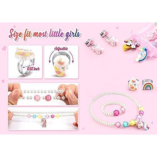 Coffret Cadeau Licorne Pour Filles - Sac à Dos + Bijoux (collier, Bracelet, Boucles D'oreilles) + Accessoires Cheveux