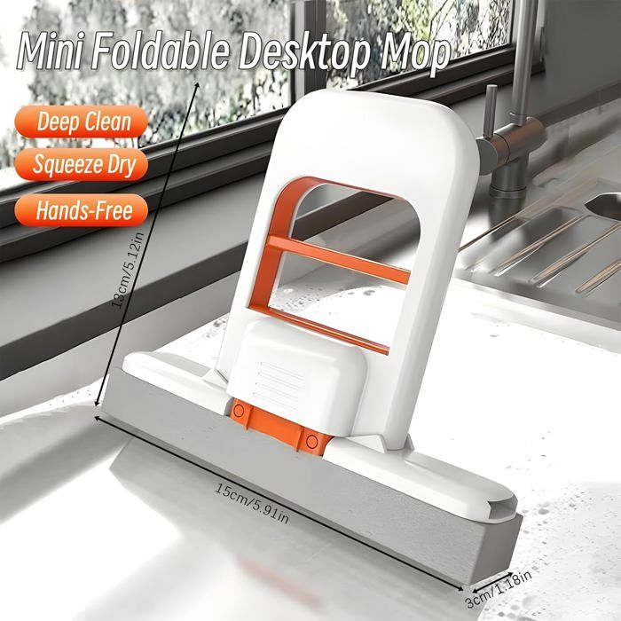 Mini Serpillère WISIRENT Pliable - Auto-essorage, Tête éponge, Pour Nettoyage Rapide Vitres, Plans De Travail, Voiture - 10