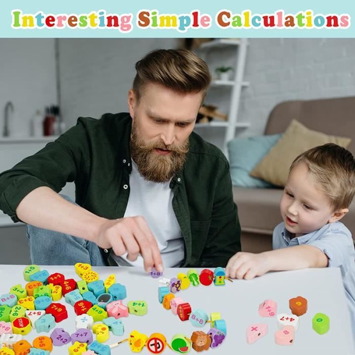 Jouet - LECOO - Perles Montessori - 65 Pièces - Éducatif - Motricité Fine - 3+ Ans - Jeux - Jouets Jouet - LECOO - Perles Montessori - 65 Pièces - Éducatif - Motricité Fine - 3+ Ans - Jeux - Jouets