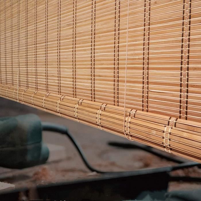 Store En Bambou Naturel NIANXINN - Store Enrouleur Extérieur, 90x120cm, Ombrage 70%