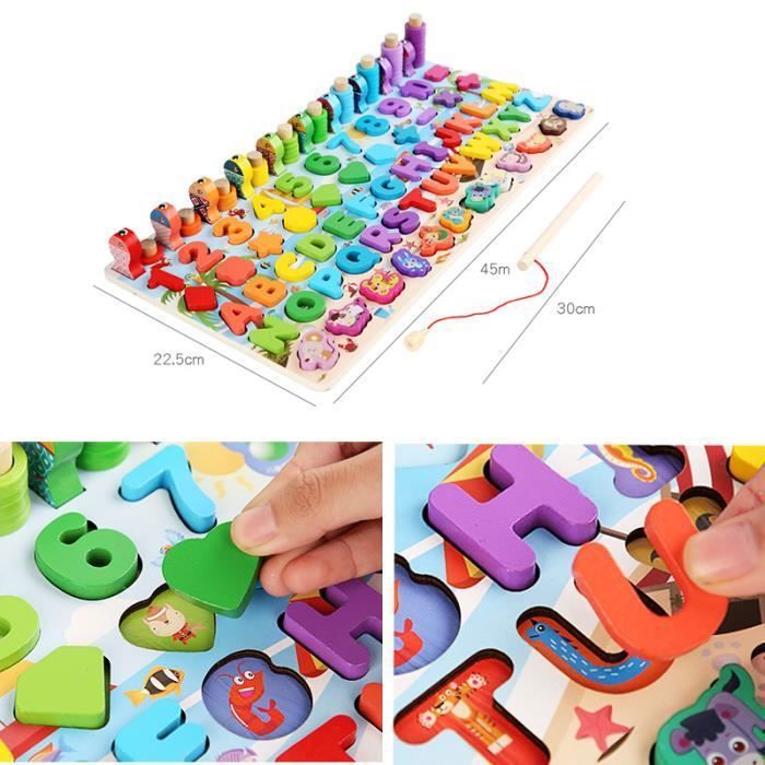 Jouet Puzzle en Bois Montessori Jeu Éducatif Mathématiques pour Enfants ...