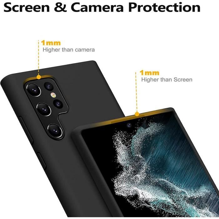 Coque Silicone pour Samsung S22 Ultra Noir + 2 Protections d'écran en Verre  Trempé - Cdiscount Téléphonie