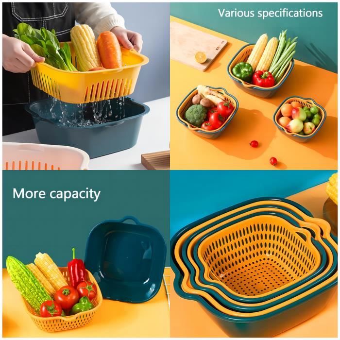 Lot De 3 Passoires Pliables Cuisine – Coloris Assortis, Parfait Pour Pâtes Et Légumes, Gain De Place
