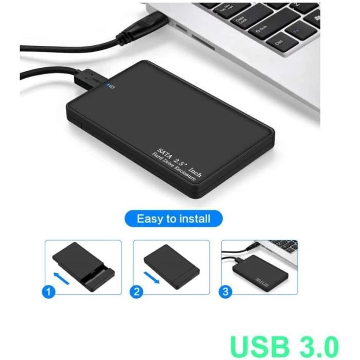 Boîtier Disque Dur USB 3.0 Boîtier Externe pour Disque Dur Externe