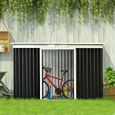 Abri de jardin - remise pour outils - cabanon portes verrouillables - dim. 2,8L x 1,3l x 1,72H m - tôle d'acier gris noir-3