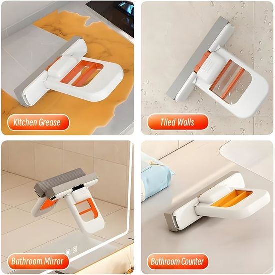 Mini Serpillère WISIRENT Pliable - Auto-essorage, Tête éponge, Pour Nettoyage Rapide Vitres, Plans De Travail, Voiture - 3