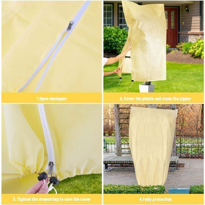 Housse D'hivernage Pour Plantes - Lot De 3 - 100 X 80 Cm - Cordon De Serrage Et Zip - Réutilisable Et Respirante