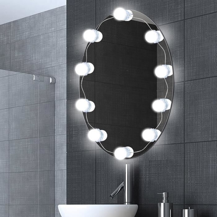 Kit de lumières de miroir de vanité à led de style hollywoodien avec 10  ampoules dimmables pour la coiffeuse de maquillage et la prise  d'alimentation dans la bande de luminaire, V