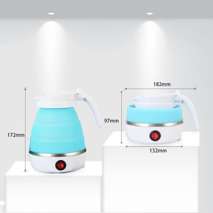 Bouilloire Pliable 0,6L Silicone - 2 Gobelets Inclus - Pour Camping & Voyage - 660W - 5 Min Ébullition