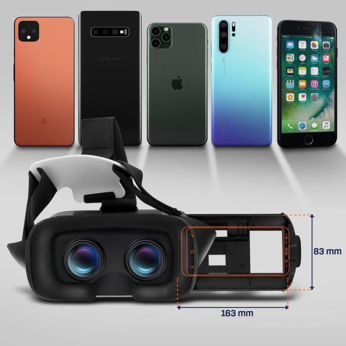 NK Casque Réalité Virtuelle - Casque VR avec Audio Compatible avec iPhone &  Android (4,7 - 6,53 Smartphones), Angle de Vision 90-100 degrés