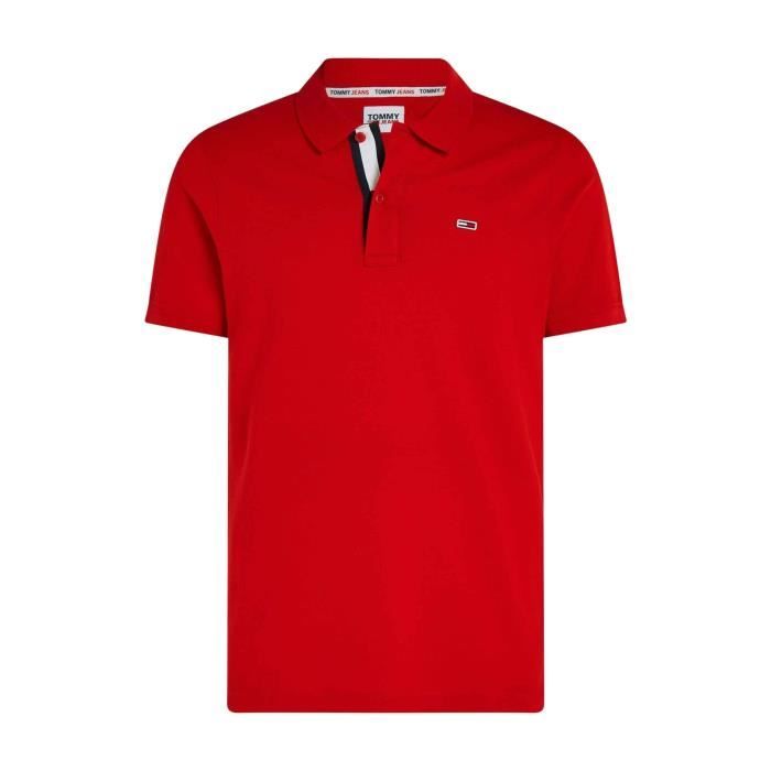 Polo Tommy Jeans Slim Placket Rouge pour Homme Rouge Cdiscount Pret a Porter