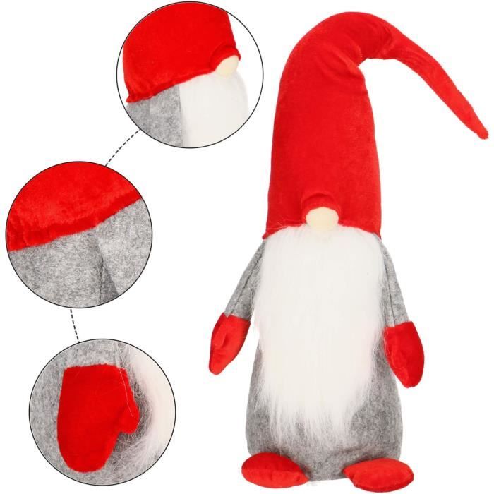 Nain De Noël Gnome Scandinave Décoratif - Hauteur Réglable 70 à 88 Cm - Pieds Télescopiques - Cœur En Mains - Graphite Et Rouge