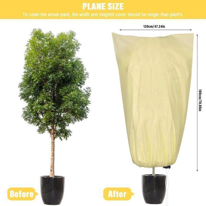 Voile Hivernage Plante, Housse Hivernage Plante Avec Cordon De Serrage, Housse De Protection Pour Plantes Voile D'Hivernage (80x120cm) | Leroy Merlin