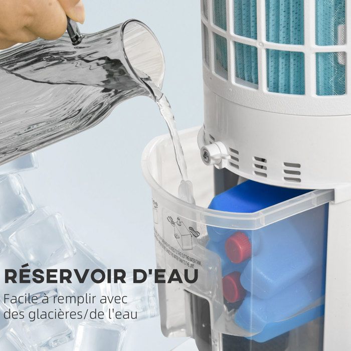 Ventilateur colonne - HOMCOM - silencieux 36dB - oscillant à 45°, 3 vitesses, minuteur 12H, - ABS, métal - 20,6x21,4x93,3cm - blanc - Bricolage