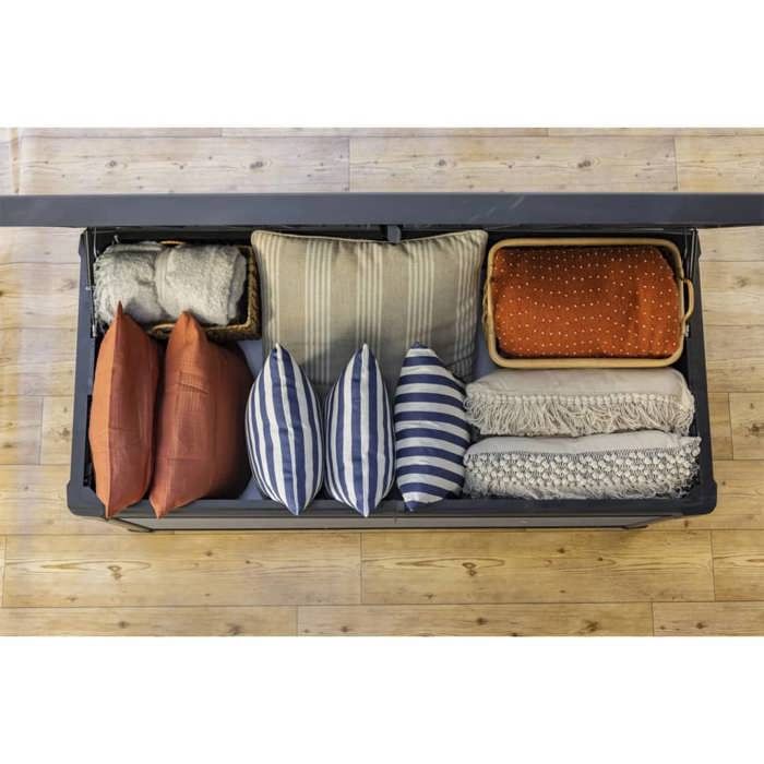 Coffre De Jardin Keter Cortina 570L - Gris - Résistant Aux UV Et Étanche