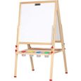 Tableau en bois pour enfants - Vert - 57 x 55 x 148 cm - Magnétique - Marqueurs + craie-0
