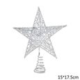 Boule de noel,Décoration de sapin de noël, 1 pièce, étoile, or, argent, rouge, paillettes, étoile en fer, fêtes de - Type X05-15cm-0
