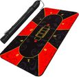 Tapis de Poker XXL, max. 10 joueurs, dimensions 160x80 cm, couleur rouge-noir, sac de transport inclus-0