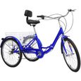 24" 7 vitess Tricycle vélo à 3 roues tricycle pliable bleu convient aux adultes-0