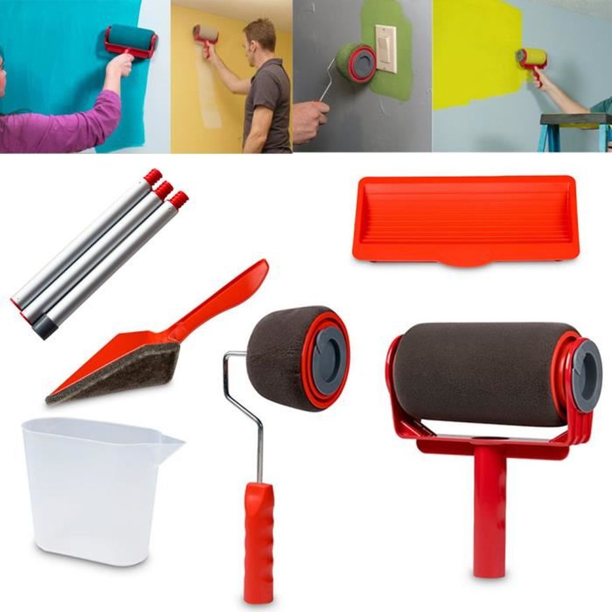 8pcs Kit de Paint Runner Pro,Sans couture rouleau de peinture kit,paint