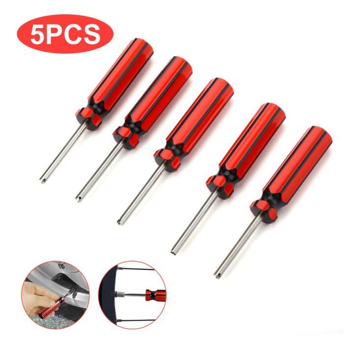 Voiture pneu Valve Réparer Outil Tournevis Qté 5 Voiture pneu Valve Réparer Outil Tournevis Qté 5