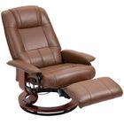Fauteuil relax inclinable HOMCOM fauteuil de salon repose-pieds réglable pivotant 360° piètement bois revêtement synthétique marron