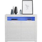 DRIPEX Buffet bas LED contemporain blanc façades laqué brillant - L 108 cm