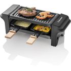 Bestron Appareil a raclette, Mini Grill pour 1 à 2 personnes, avec 2 poêlons et 2 spatules, 350 Watts, couleur: noir/bois