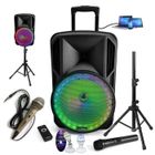 IBIZA LIGHT ENCEINTE SONO 800W PORTABLE + USB MP3 + SD + BLUETOOTH + 2 MICROS + 2 JEUX DE LUMIÈRE PA DJ SONO SPORT KARAOKE FITNESS