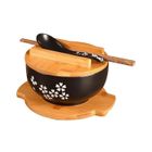 LA CHINEUSE GRAND BOL ASIATIQUE SOUPE & NOUILLES - NOIR - Contenance : 1000 ml - Cuillère et Baguettes