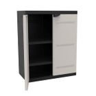 Armoire basse 2 portes TITANIUM PLASTIKEN avec étagères - Beige et Noire - Intérieur/Extérieur