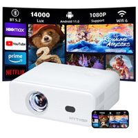 Vidéoprojecteur HYTOBP Mini L12 1080P HD - 14000 Lumens Auto Keystone, E-Focus, Bluetooth 5.2 WiFi 6 Android 11 - USB, HDMI