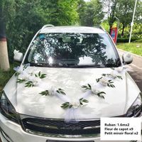 Décoration de voiture tête fleur mariage mise en page de voiture de mariage simulation créative bienvenue fleur équipe Blanc