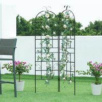 Treillis de jardin en set de 2 pièces Barrea acier 180 x 102 cm noir