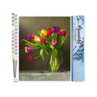 Figured'Art Peinture par Numéro Adulte Tulipes multicolores - Kit de Loisir Créatif DIY Numéro d'Art - 40x50cm sans châssis