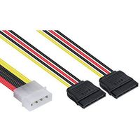 Poppstar Câble adaptateur Y dalimentation pour S-ATA, fiche Molex de 4-pin vers 2x Connecteurs SATA de 15-pin, couleur du câble r