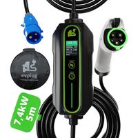 Evplug Chargeur EV Portable Voiture Electrique (Type 1 | 5m | + Minut, 7,4kW | 32A)