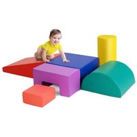 GIANTEX Blocs de Construction en Mousse 6PCS en PU+EPE, Jouet Éducatif pour Bébés, 6 formes de blocs colorés pour Gaçon/Fille