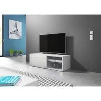 Meuble TV VIVALDI HIT 2 - 100 cm - blanc mat / blanc brillant - design contemporain