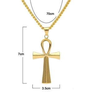 Jeu 10K or Jaune religieux Ank Ankh Cross Poli petit Pendentif Charme