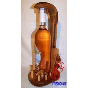 Support bouteille vin casse-tête en bois