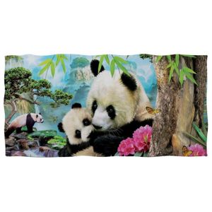 JIRT Hautement Polyvalent Absorbant pour Le Bain 30x15 Pouces de Serviette de Toilette de Panda Bambou endormi 